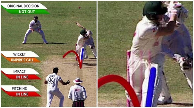 The contentious replay that showed the fourth stump (Image: Cricket Australia/ Twitter)