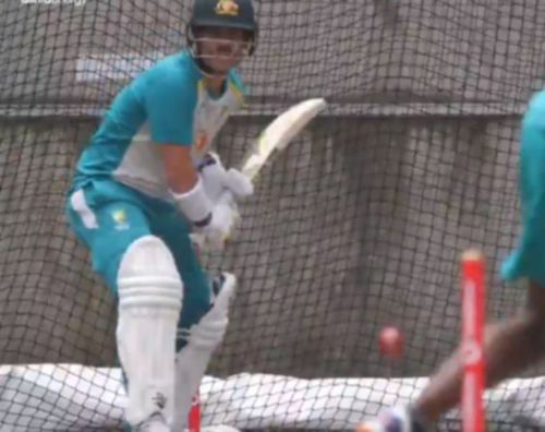 David Warner in the nets at MCG. Pic: cricket.com.au/ Twitter