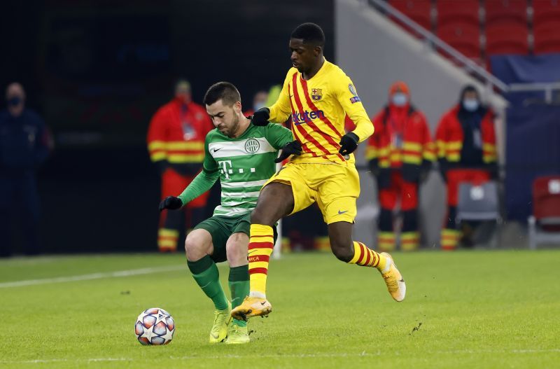 Ousmane Dembele in action for Barcelona