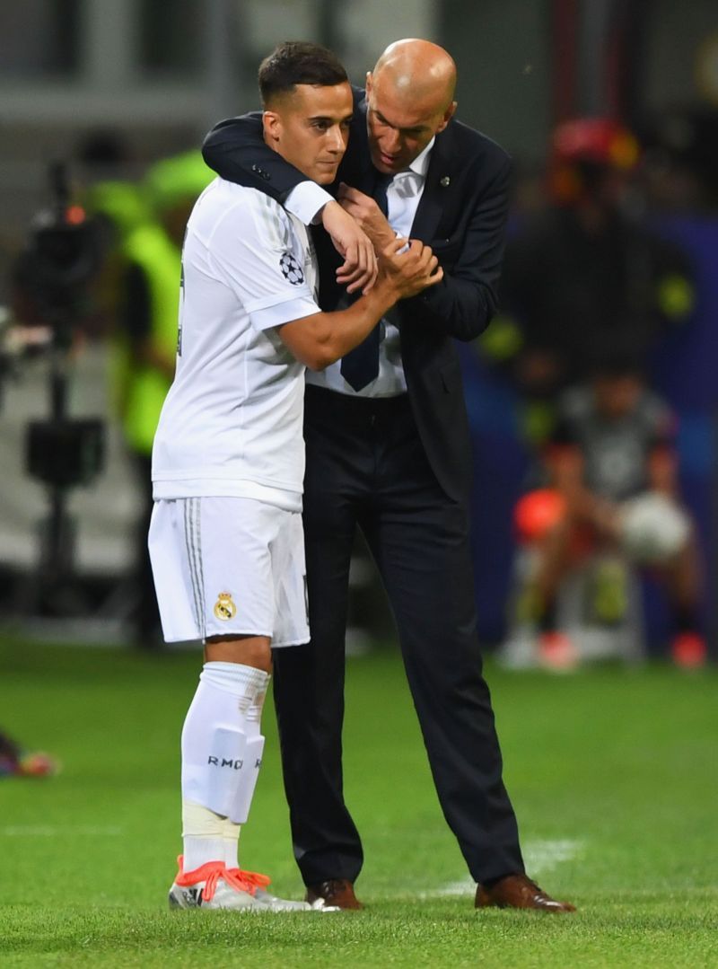 Lucas Vazquez (left) and Zinedine Zidane