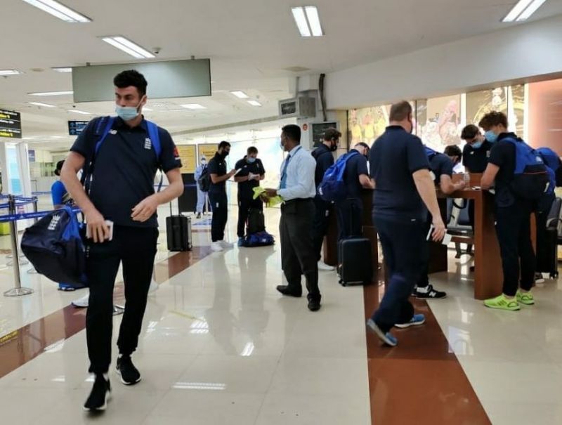 England Cricket Team players at the Chennai Airport. (Image source: ANI/Twitter)