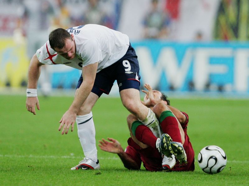 Cristiano Ronaldo&#039;s wink at Wayne Rooney after the latter was sent off in the World Cup.