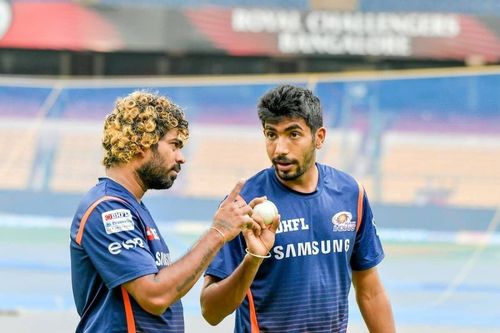 Lasith Malinga and Jasprit Bumrah. Pic: Jasprit Bumrah/ Twitter