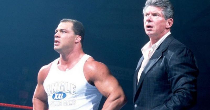 Kurt Angle and Vince McMahon.