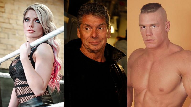 Alexa Bliss, Vince McMahon, and John Cena