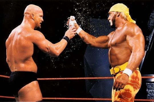 Steve Austin shared a beer with Hulk Hogan