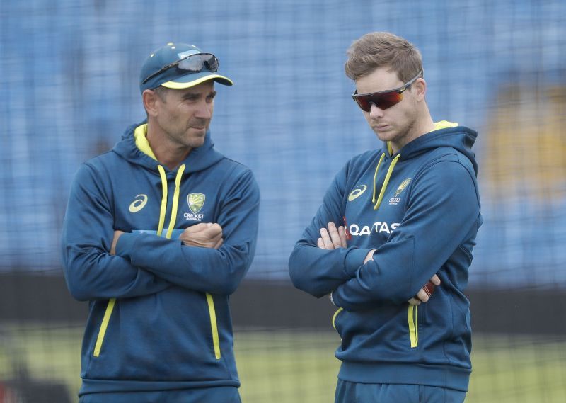 Justin Langer (left) backed Steve Smith in the scuffing controversy.