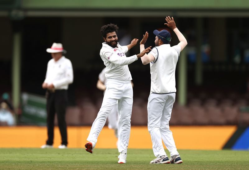 Ravindra Jadeja celebrates after picking up a wicket