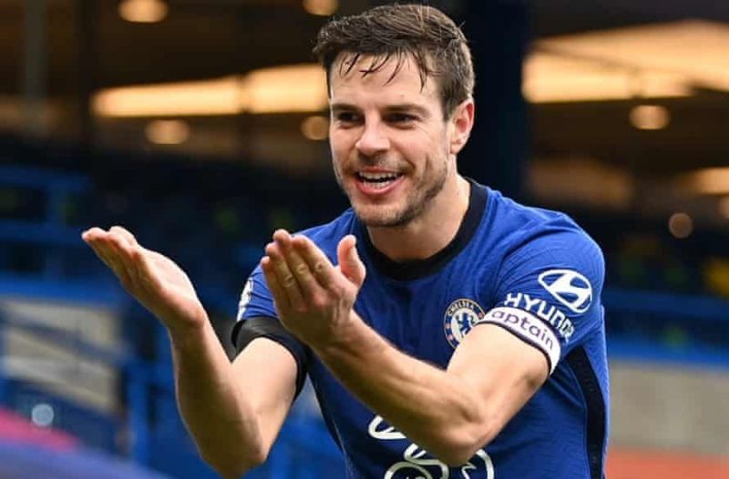 Cesar Azpilicueta celebrates his goal against Burnley.