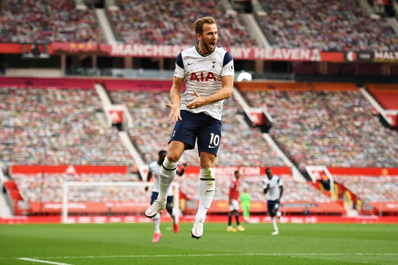 Harry Kane celebrates after scoring for Tottenham Hotspur