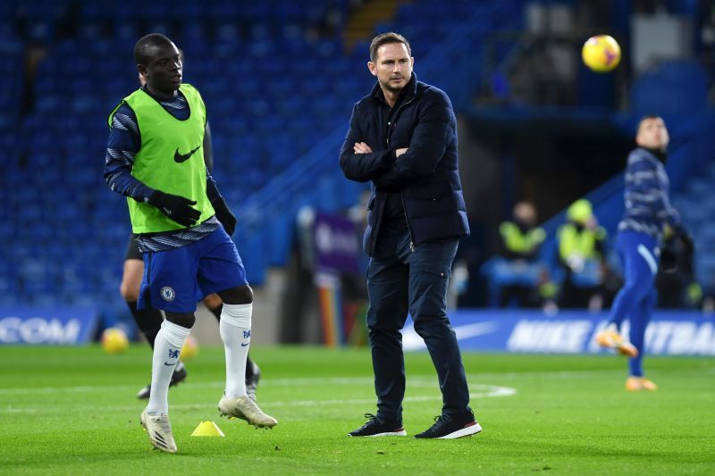 N&#039;Golo Kante (left) and Frank Lampard