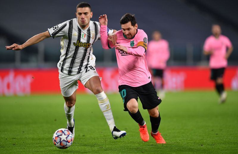 Demiral in action in Juventus v FC Barcelona UEFA Champions League Group G match