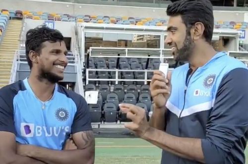 Ravichandran Ashwin (right) interviews T Natarajan for bcci.tv