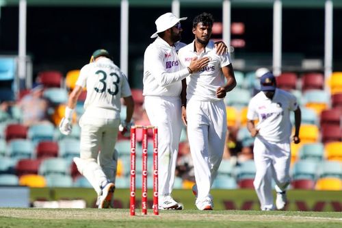 T Natarajan scalped two wickets on the first day of the Brisbane Test.