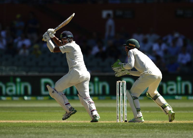 Cheteshwar Pujara during his hundred in Adelaide in 2018