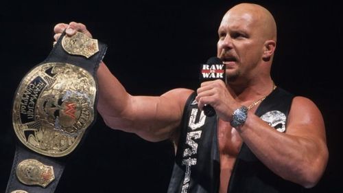 Steve Austin with his Smoking Skull title belt