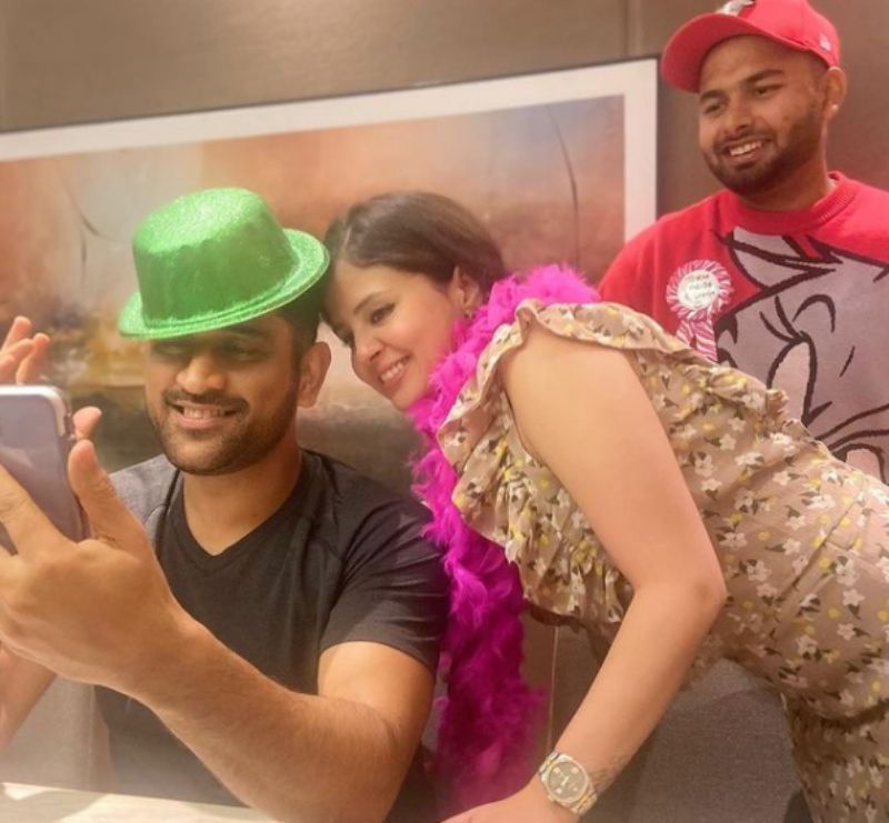 Sakshi Dhoni with Rishabh Pant and MSD. Pic: Sakshi Dhoni/ Instagram