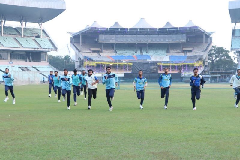Bengal team practising at the Eden Gardens (Image Credits: CAB)