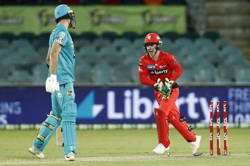 Action from the BBL game between Brisbane Heat & Melbourne Renegades