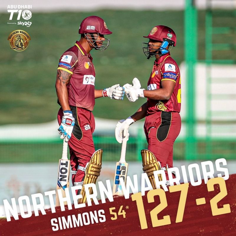 Simmons led the Warriors' charge in their first Abu Dhabi T10 2021 game [PC: T10 League Twitter]