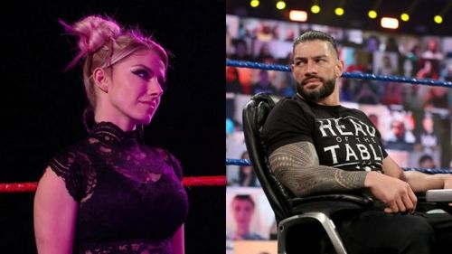 Alexa Bliss (left); Roman Reigns (right)