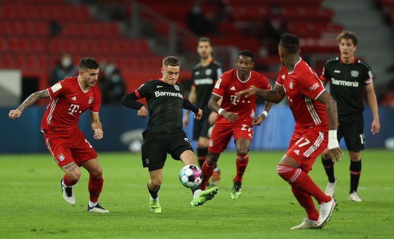 Florian Wirtz in action against Bayern Munich