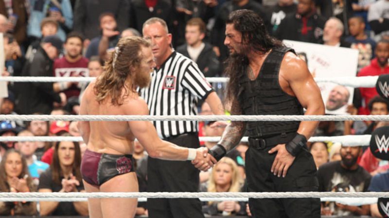 Daniel Bryan and Roman Reigns at Fastlane 2015