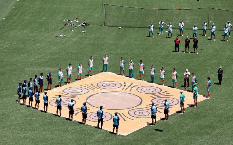 The Australia and India teams formed a Barefoot circle in support of anti-racism before the first ODI