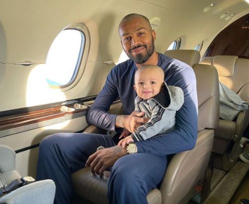 Hardik Pandya with his son Agastya. Pic: Hardik Pandya/ Instagram