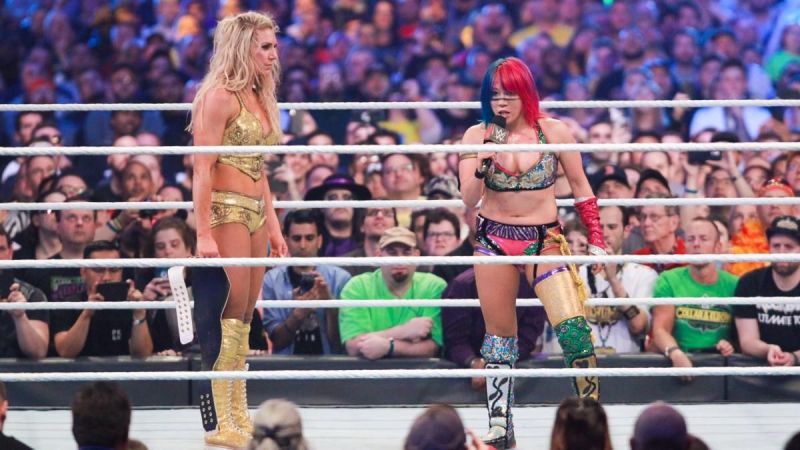 Charlotte Flair and Asuka at WrestleMania 34