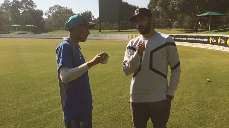 Tanveer Sangha (L) with Fawad Ahmed (R), who has played three ODIs and two T20Is for Australia