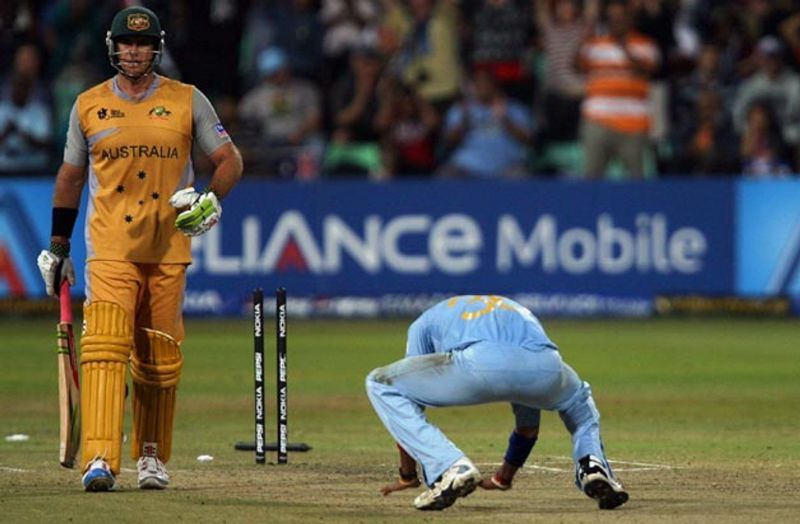 Sreesanth celebrating wicket against Australia in Worldcup 2007