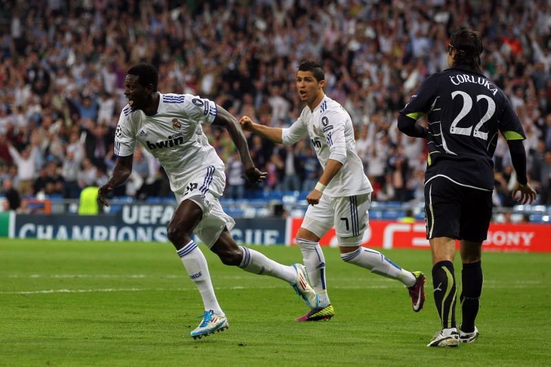 Emmanuel Adebayor in action for Real Madrid