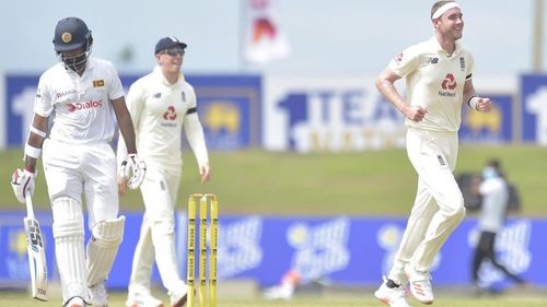 Stuart Broad celebrating a wicket