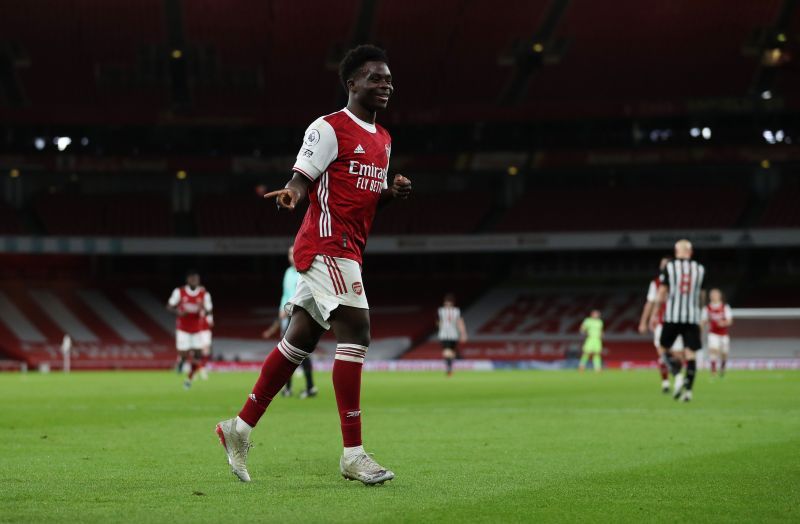 Bukayo Saka bagged Arsenal's second as he finished off a pass from Smith Rowe