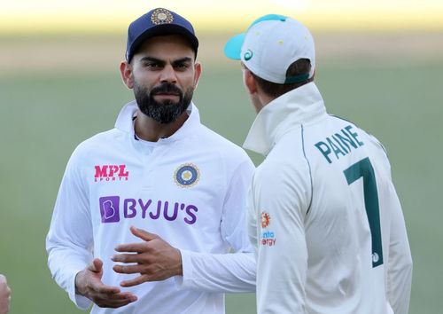 Virat Kohli with Tim Paine after Adelaide Test