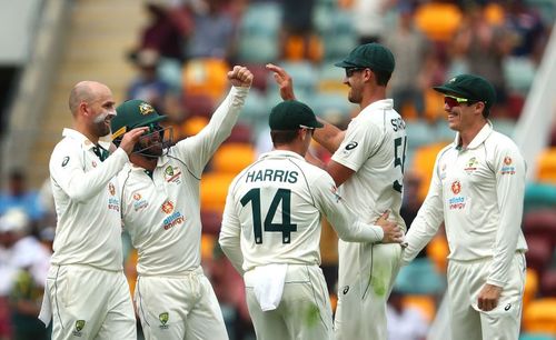 Australia celebrate Rohit Sharma's wicket on Day 2