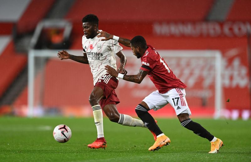 Thomas Partey ran the midfield against Manchester United earlier in the season.