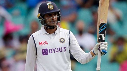 Shubman Gill celebrates after scoring his maiden half-century in Sydney