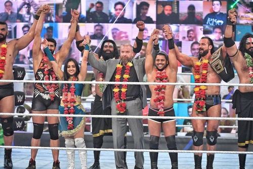 Triple H is pictured with some of India's promising stars