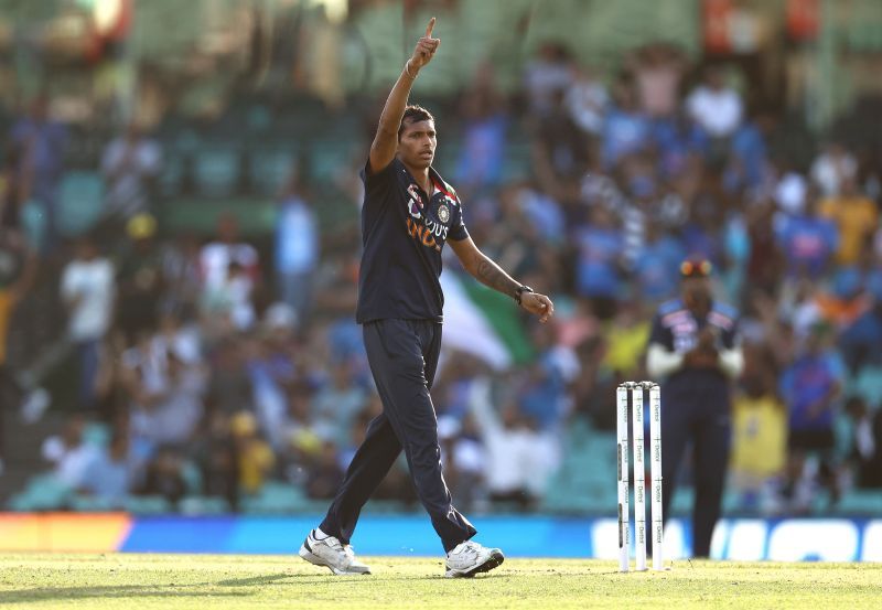 Navdeep Saini in action against Australia in the 1st ODI