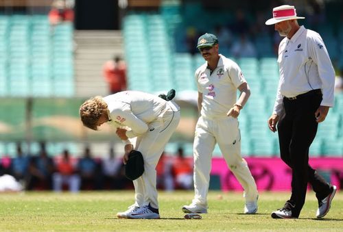 Will Pucovski after injuring his shoulder on Day 5 of the Sydney Test