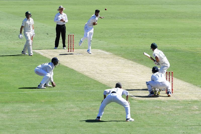 Washington Sundar in action at the Gabba