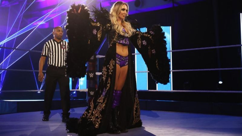 Charlotte Flair before her WrestleMania 36 match against Rhea Ripley