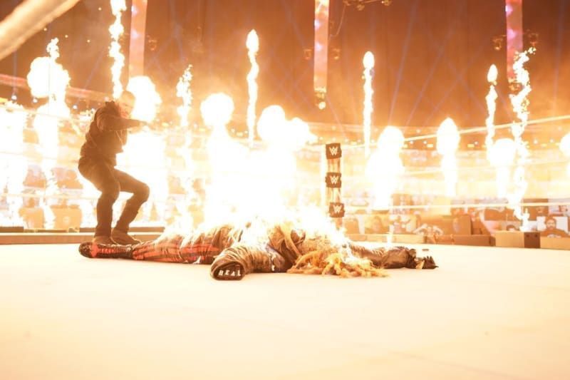 Randy Orton set fire to The Fiend at WWE TLC