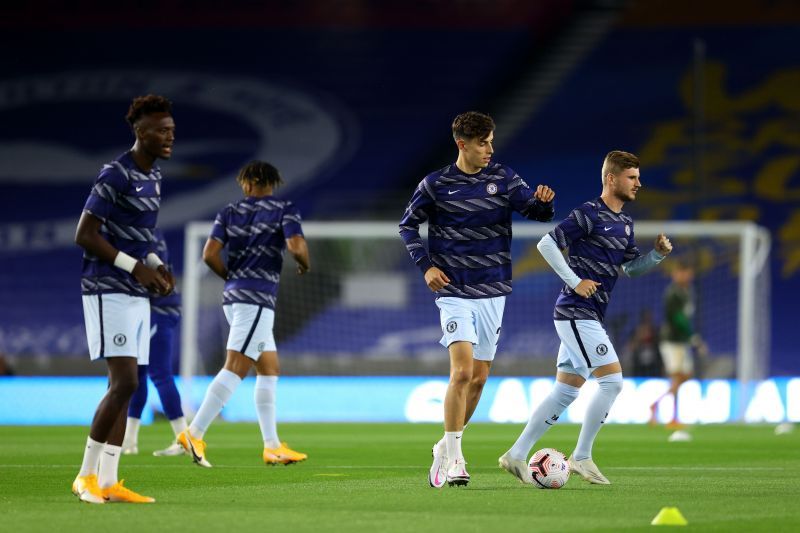 (L to R) Tammy Abraham, Kai Havertz and Timo Werner