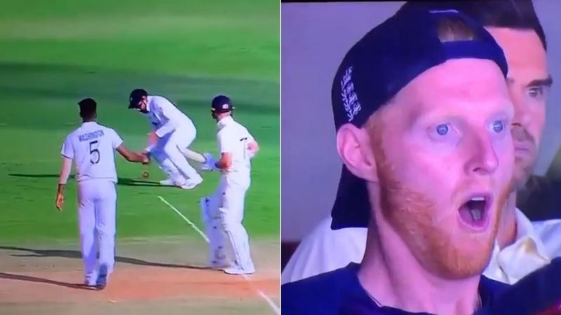 Ben Stokes (R) shocked as Rohit Sharma drops a simple catch