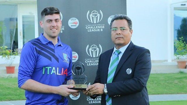 Nikolai Smith representing Italy at the Challenge League B Tournament, 2020 (Photo: Federazione Cricket Italiana)