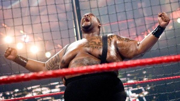 Viscera performing as Big Daddy V at No Way Out 2008