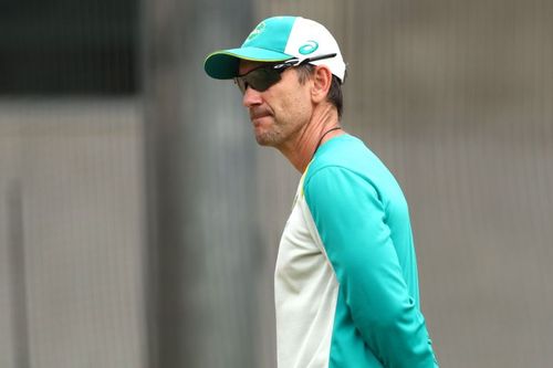 Justin Langer in Australia's nets session